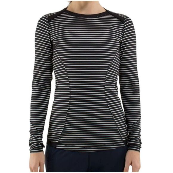 Lululemon Base Runner Long Sleeve T-Shirt Activewear Striped Black White Small - Picture 1 of 8